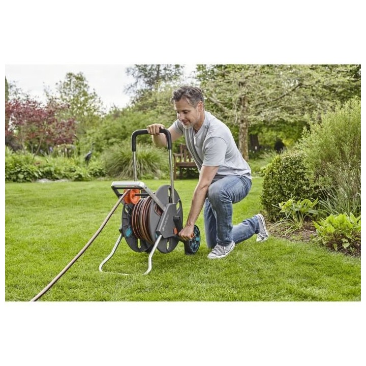 GARDENA Dévidoir CleverRoll taille L – Longueur max 100m – Adapt