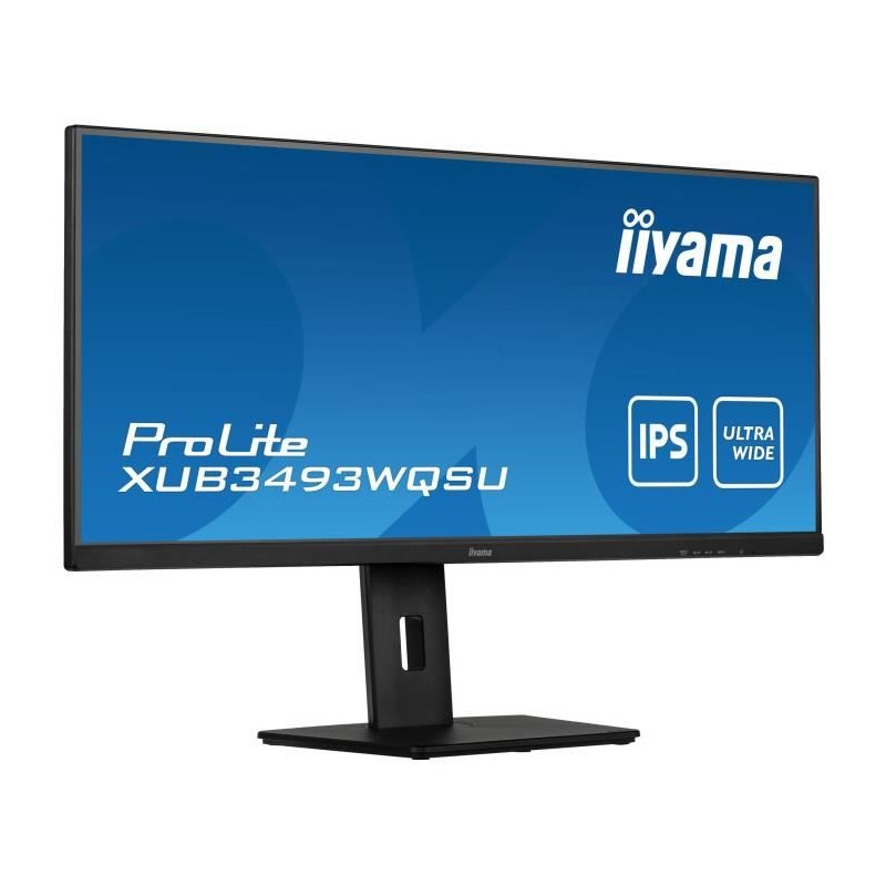 Ecran PC - IIYAMA XUB3493WQSU-B5 - 34 UWQHD - Dalle IPS - 4 ms - 75Hz - HDMI / DisplayPort / USB - FreeSync - Pied réglable en