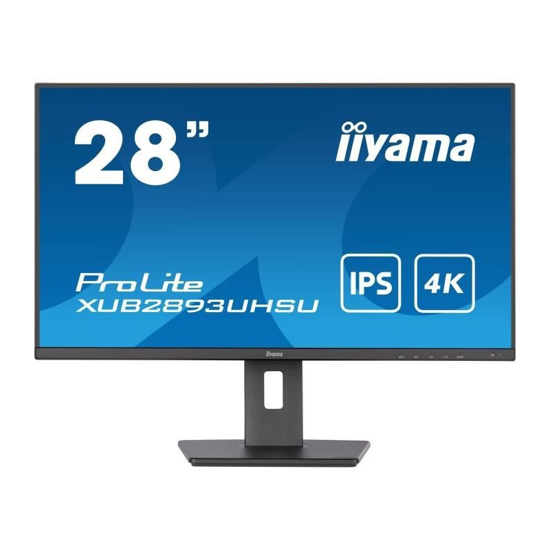 Ecran ordinateur IIYAMA ProLite 28, IPS LED, 3840x2160(4K), 300cd/m², Haut-parleurs, HDMI, DPort, USB-HUB (4x3.0), 3ms