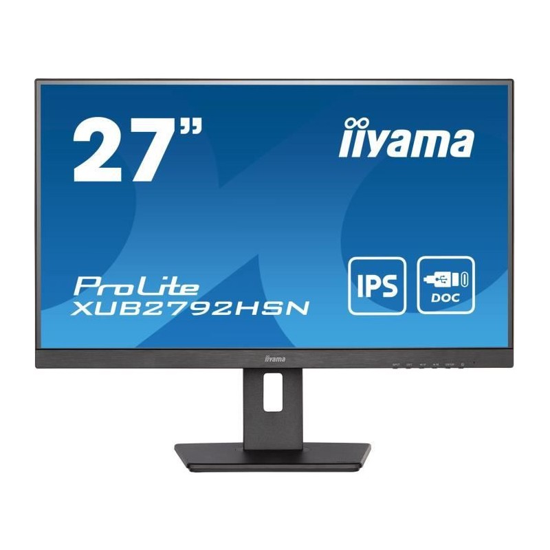 Ecran PC - IIYAMA ProLite XUB2792HSN-B5 - 27 FHD - Dalle IPS - 4 ms - 75Hz - HDMI / DisplayPort / USB-C Dock / USB Hub - Pied r