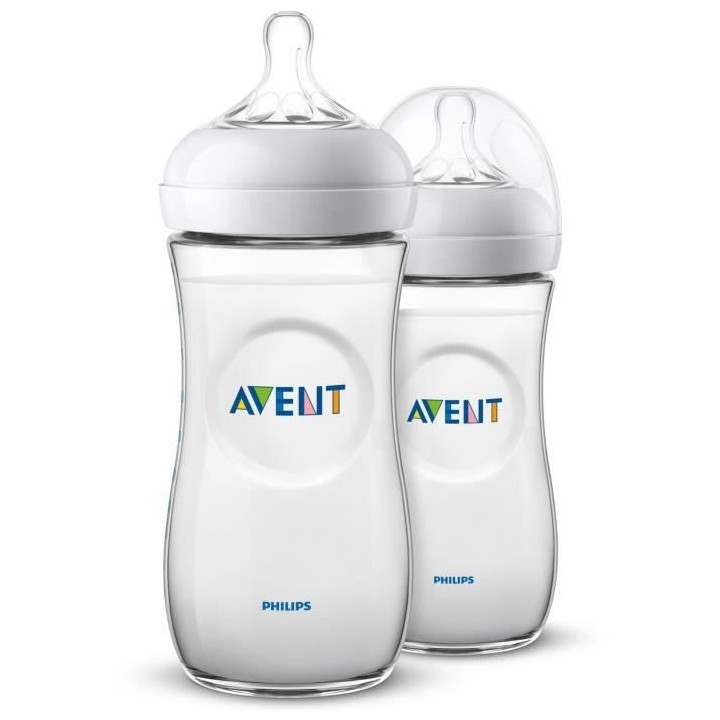 PHILIPS AVENT SCF036/27 Lot de 2 Biberons Natural - 330ml - débit rap