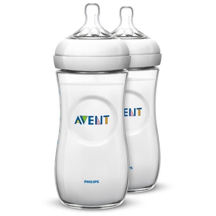 PHILIPS AVENT SCF036/27 Lot de 2 Biberons Natural - 330ml - débit rap