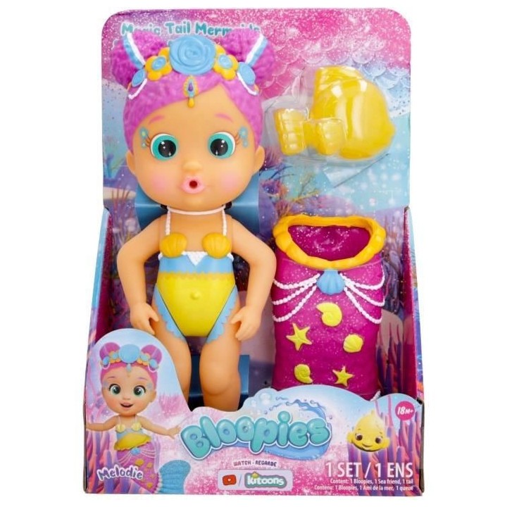 Poupée de bain Bloopies IMC TOYS - Mermaids Magic Tail Vague 2 - Melo