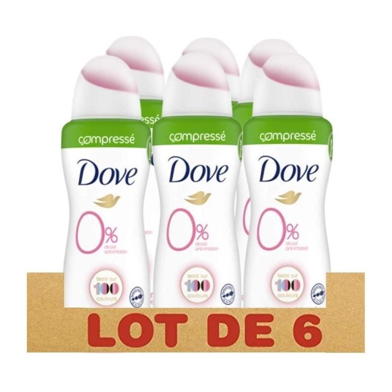 DOVE Lot de 6 Déodorants Femme Compressé Invisible Care - 100ml