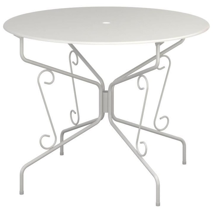 Table de jardin romantique en fer forgé avec trou central pour paraso