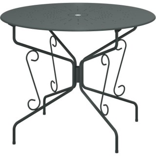 Table de jardin romantique en fer forgé avec trou central pour paraso