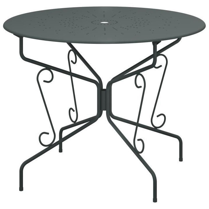 Table de jardin romantique en fer forgé avec trou central pour paraso