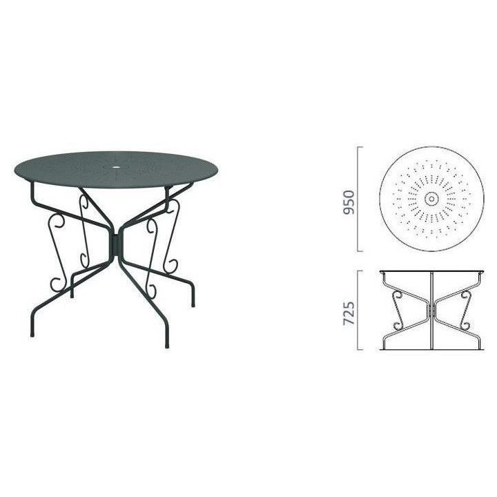 Table de jardin romantique en fer forgé avec trou central pour paraso