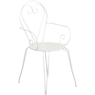 Lot de 4 Fauteuils de jardin romantique empilable en fer forgé - Blan