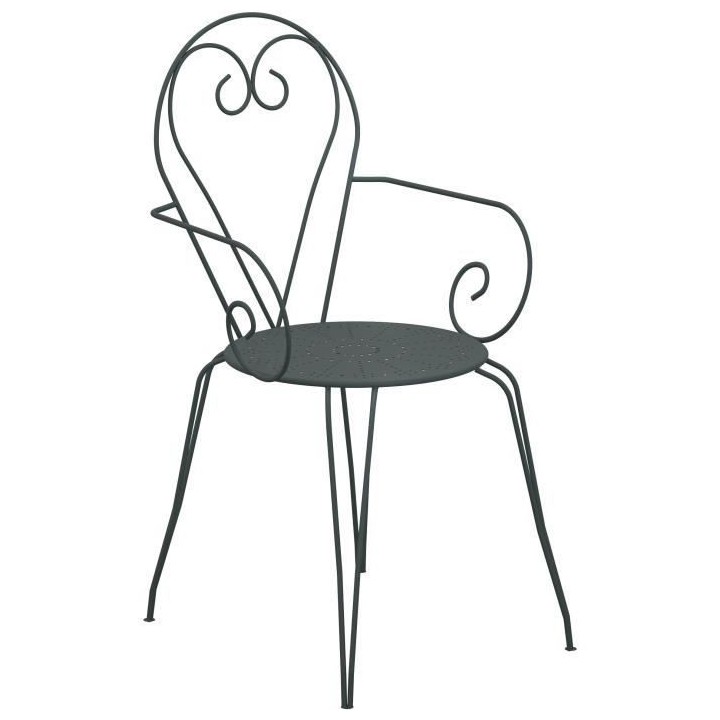 Lot de 4 Fauteuils de jardin romantique empilable en fer forgé - Vert