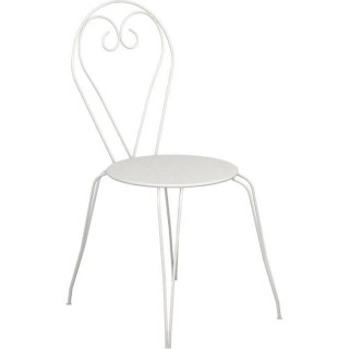 Lot de 4 Chaises de jardin romantique empilable en fer forgé - Blanc