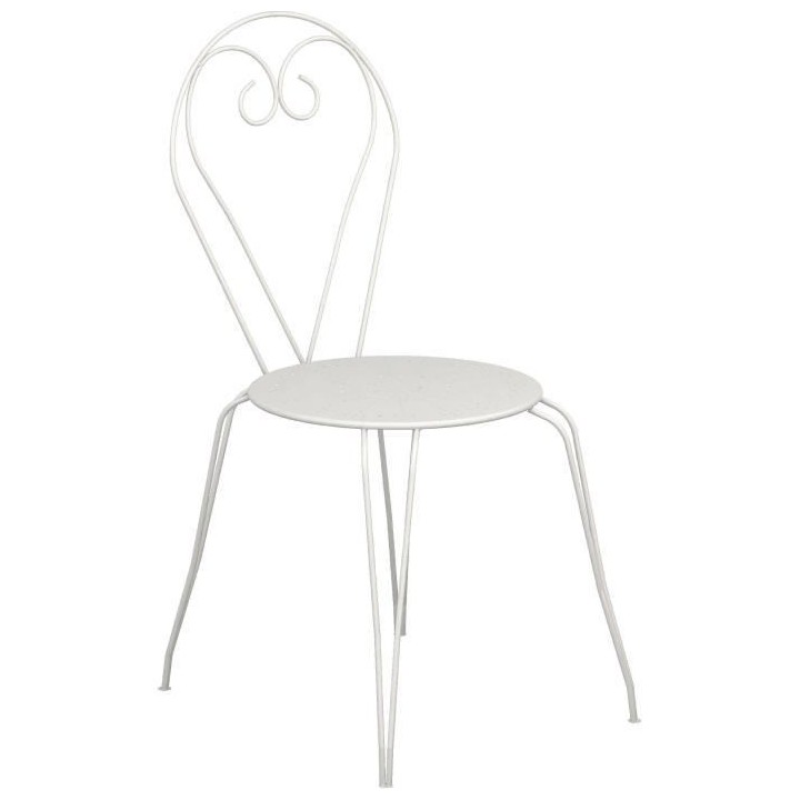 Lot de 4 Chaises de jardin romantique empilable en fer forgé - Blanc