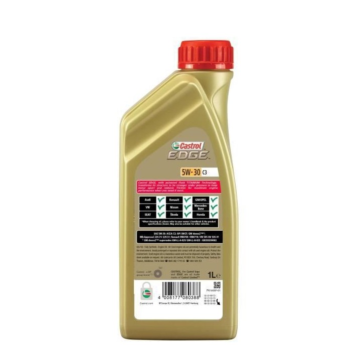 CASTROL Huile-Additif Edge C3 - Synthetique / 5W30 / 1L