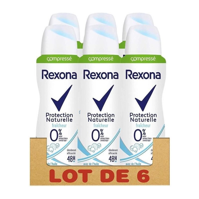 REXONA Lot de 6 Déodorants Femme Spray Compressé Fraîcheur 48h - 100ml