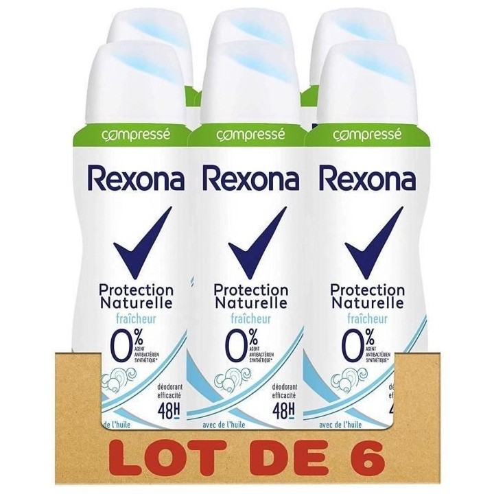 REXONA Lot de 6 Déodorants Femme Spray Compressé Fraîcheur 48h - 10