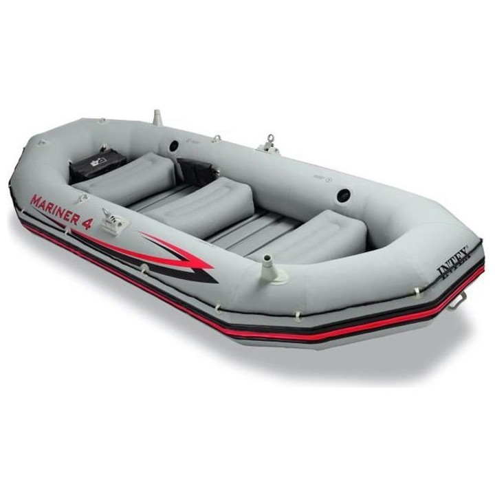 INTEX Set Bateau Mariner 4 - 4 personnes - Gris
