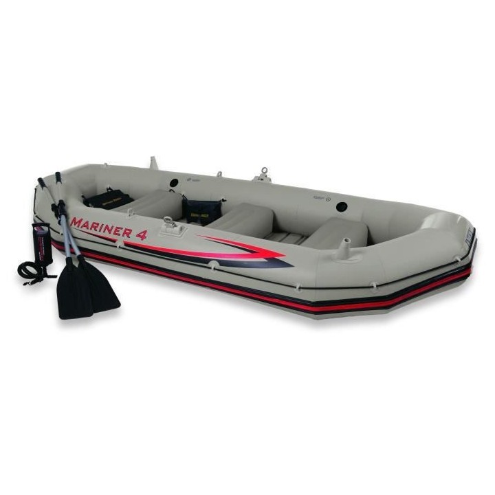 INTEX Set Bateau Mariner 4 - 4 personnes - Gris
