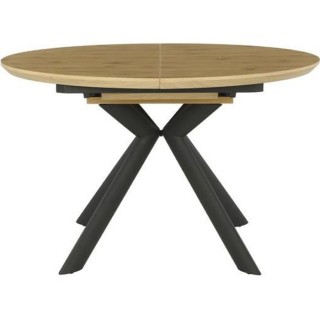Table extensible CESAME - Ronde - Pieds métal - Décor chene - L 120/