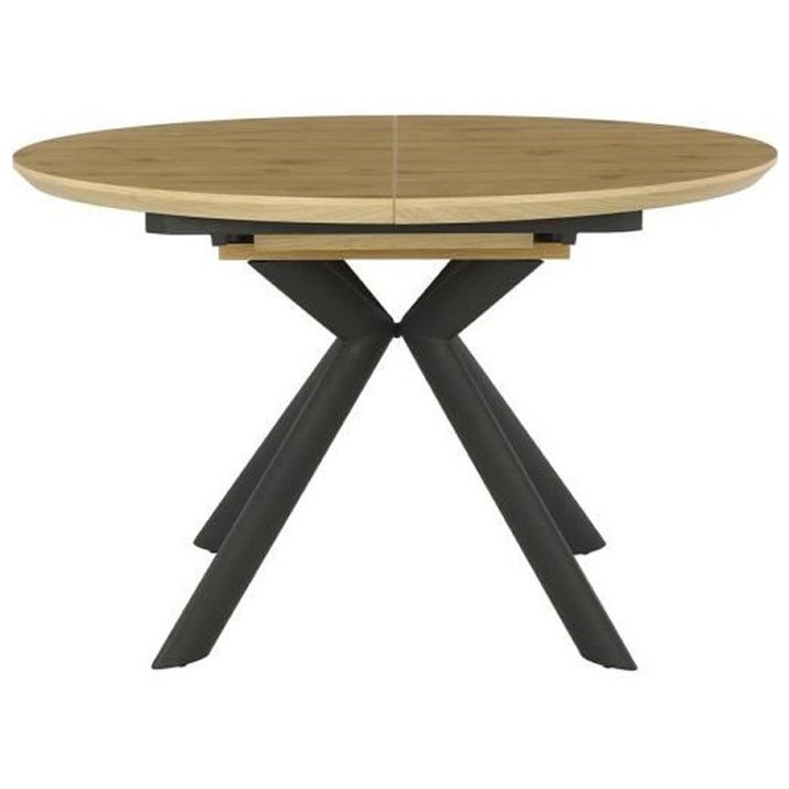 Table extensible CESAME - Ronde - Pieds métal - Décor chene - L 120/