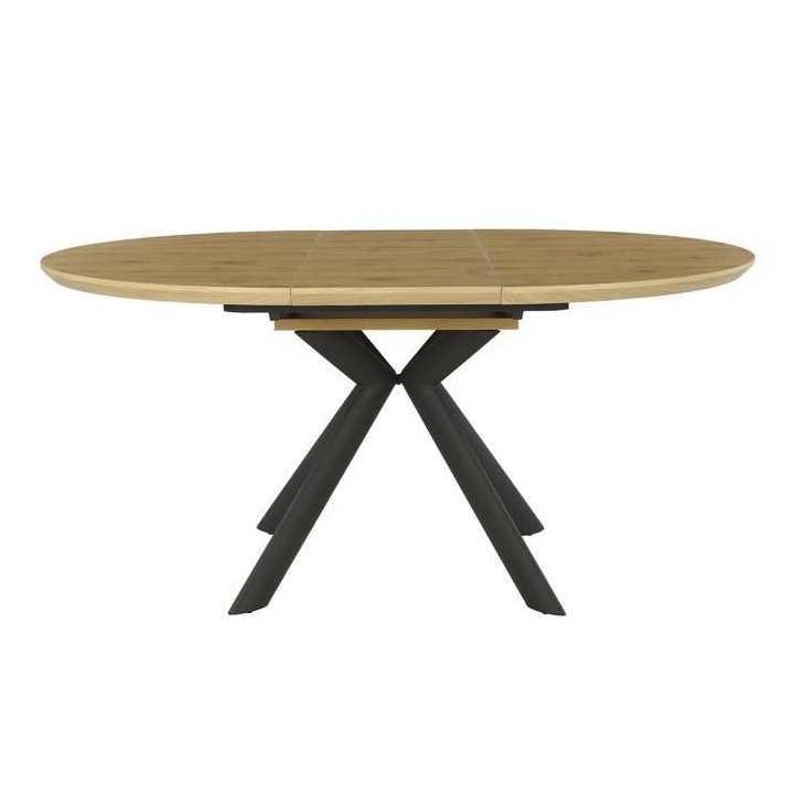 Table extensible CESAME - Ronde - Pieds métal - Décor chene - L 120/