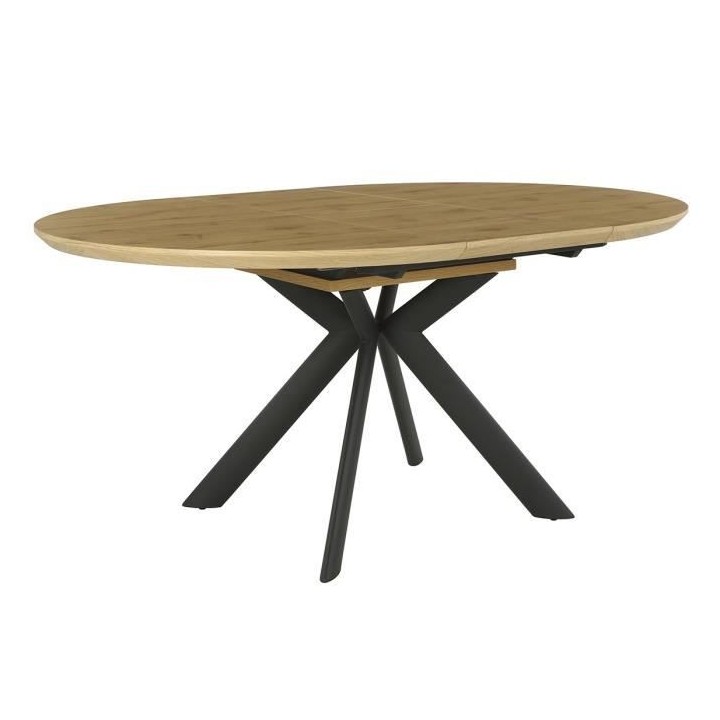 Table extensible CESAME - Ronde - Pieds métal - Décor chene - L 120/