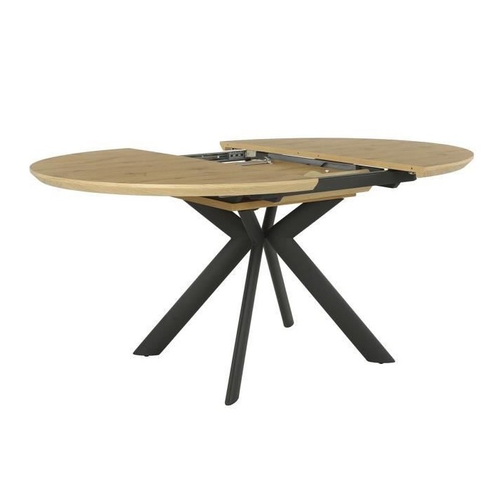Table extensible CESAME - Ronde - Pieds métal - Décor chene - L 120/