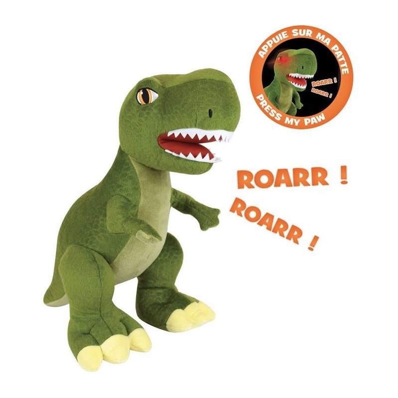 Jemini les jeminosaures peluche dinosaure sonore et lumineuse tyrannosaur trex +/- 32cm