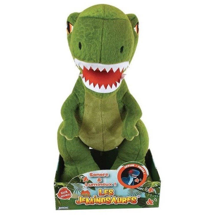 Jemini les jeminosaures peluche dinosaure sonore et lumineuse tyrannos