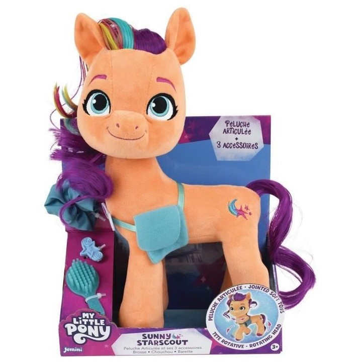 Jemini my little pony peluche sunny articulee +/- 30 cm avec 3 accesso