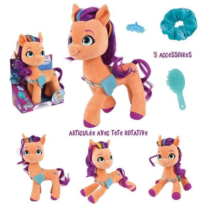Jemini my little pony peluche sunny articulee +/- 30 cm avec 3 accesso