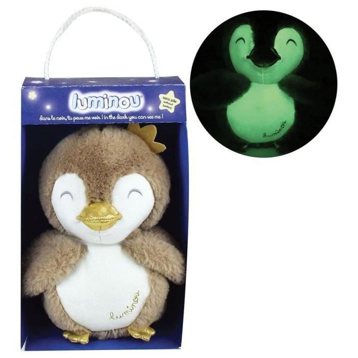 JEMINI Luminou Manchot beige Peluche lumineuse naturelle fonctionne sa