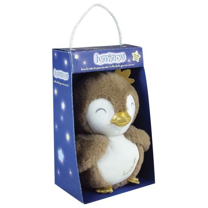 JEMINI Luminou Manchot beige Peluche lumineuse naturelle fonctionne sa