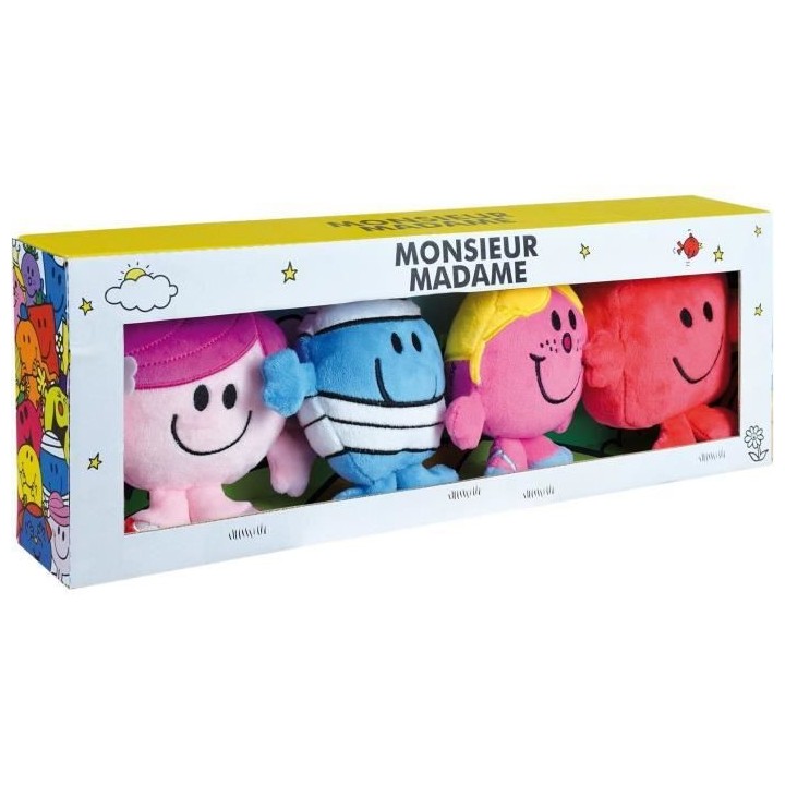 Jemini monsieur madame coffret 4 peluches +/- 12 cm : mme princesse, m