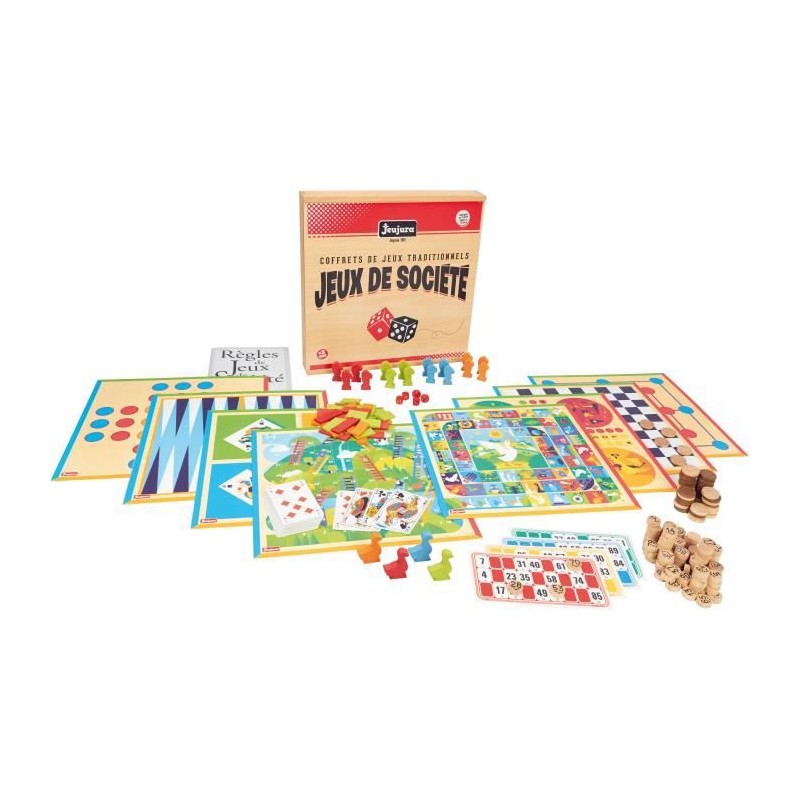 JEUJURA Coffret de Jeux de société traditionnels - Coffret en bois