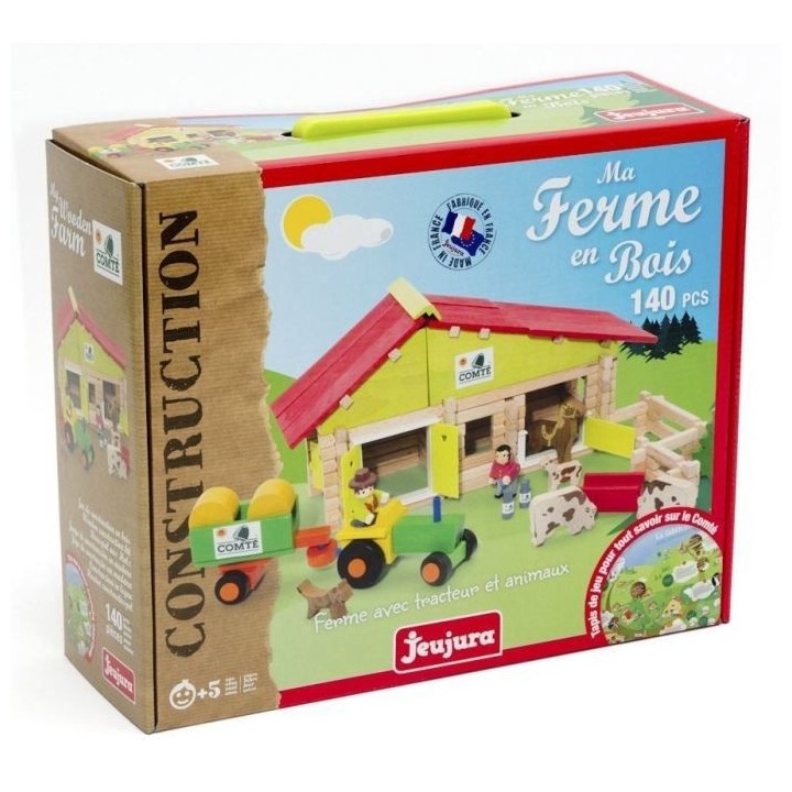 JEUJURA - Ferme en bois avec Tracteur et Animaux - 140 pcs
