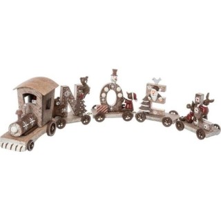 FEERIC LIGHTS & CHRISTMAS Décoration Noël Train en bois avec 4 Wagon