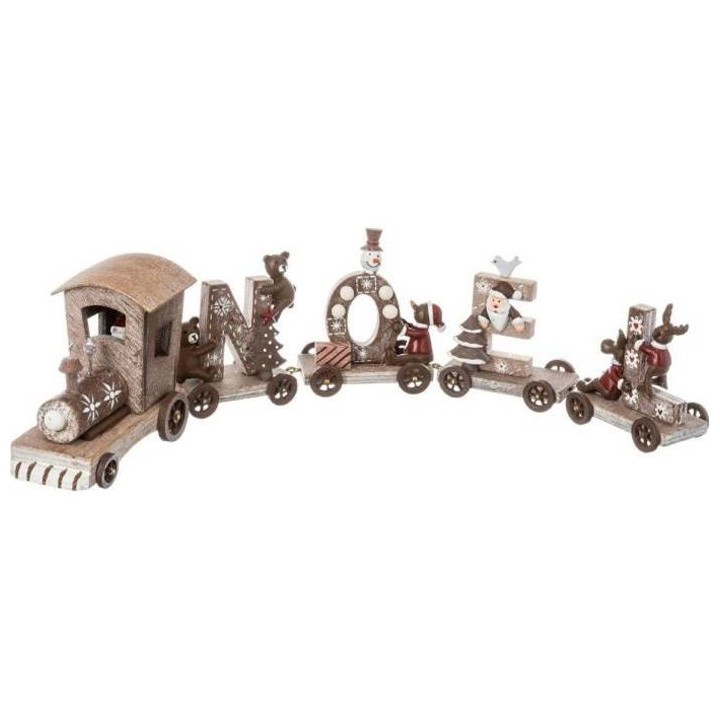 FEERIC LIGHTS & CHRISTMAS Décoration Noël Train en bois avec 4 Wagon