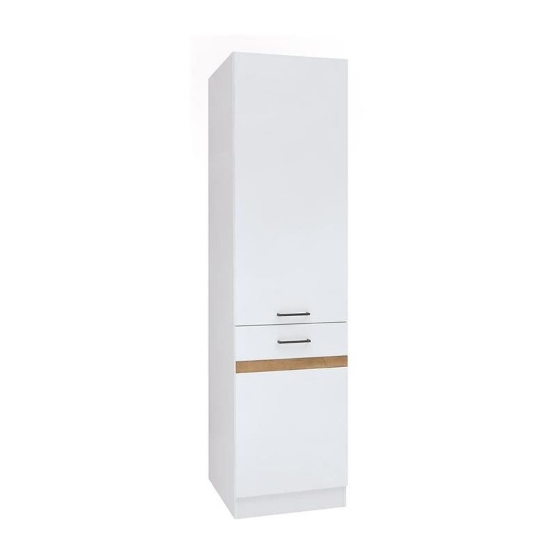 JUNONA Colonne de cuisine 2 Portes ouverture droite - L 50 x H 196 x P 46 cm - Blanc brillant