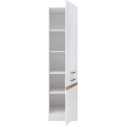 JUNONA Colonne de cuisine 2 Portes ouverture droite - L 50 x H 196 x P 46 cm - Blanc brillant