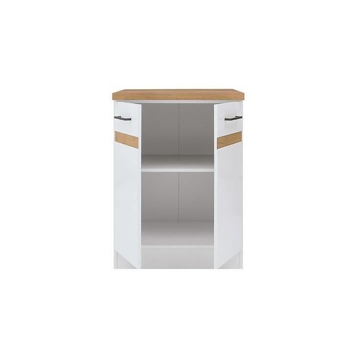 JUNONA Meuble bas de cuisine 60 cm - 2 Portes - Plan de travail - Blan