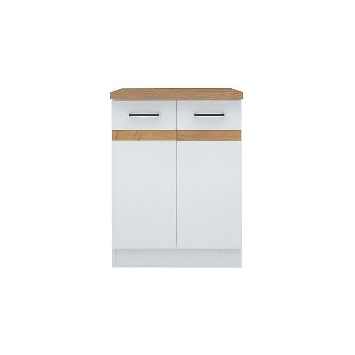 JUNONA Meuble bas de cuisine 60 cm - 2 Portes - Plan de travail - Blan