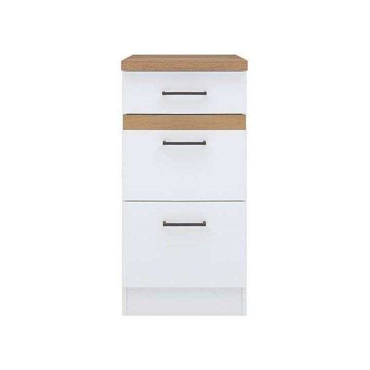 JUNONA Meuble bas de cuisine 40 cm - 3 tiroirs + plan de travail - Bla