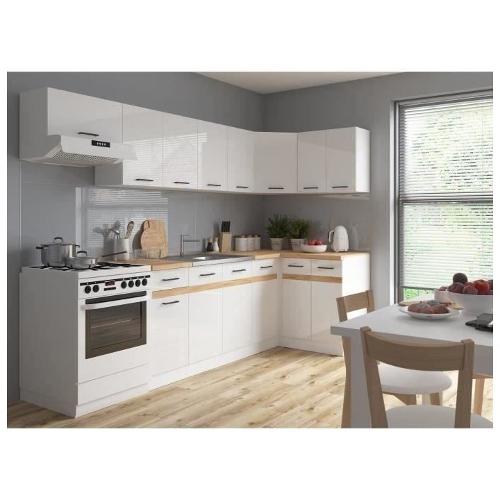 JUNONA Meuble bas de cuisine 40 cm - 3 tiroirs + plan de travail - Bla