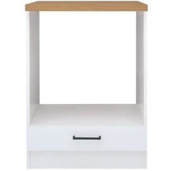 JUNONA Meuble bas four 60 cm - Plan de travail - Blanc brillant