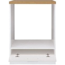 JUNONA Meuble bas four 60 cm - Plan de travail - Blanc brillant