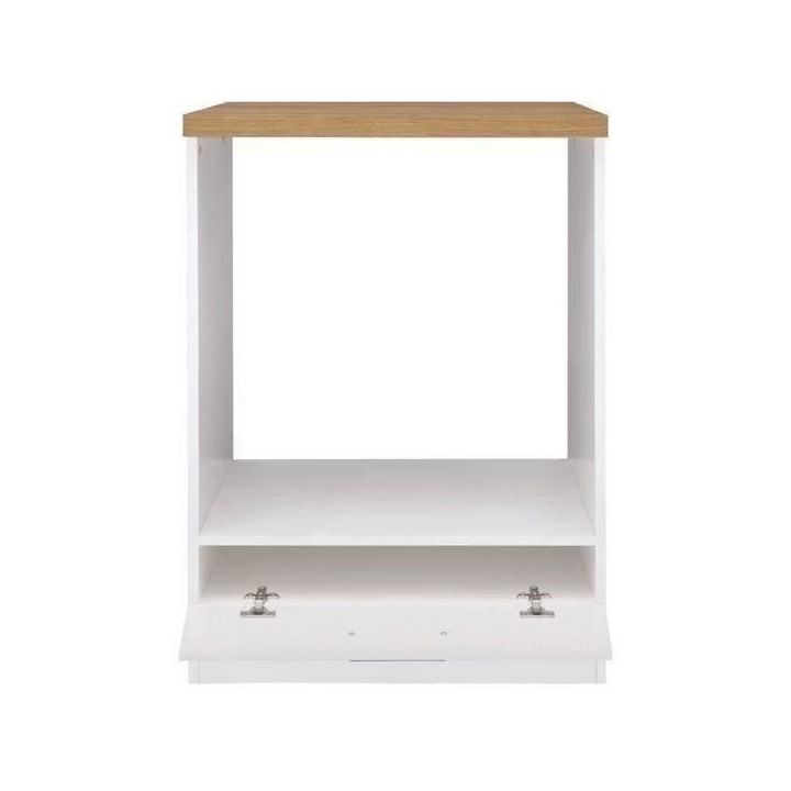 JUNONA Meuble bas four 60 cm - Plan de travail - Blanc brillant