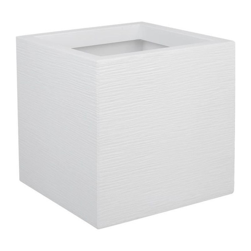 EDA PLASTIQUE Bac a fleurs carré Graphit Up - 21 L - 29,5 x 29,5 x 29,5 cm - Blanc cérusié