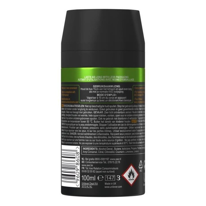 AXE Lot de 6 Déodorants Spray Compressé Dark Temptation Sans Sels d'