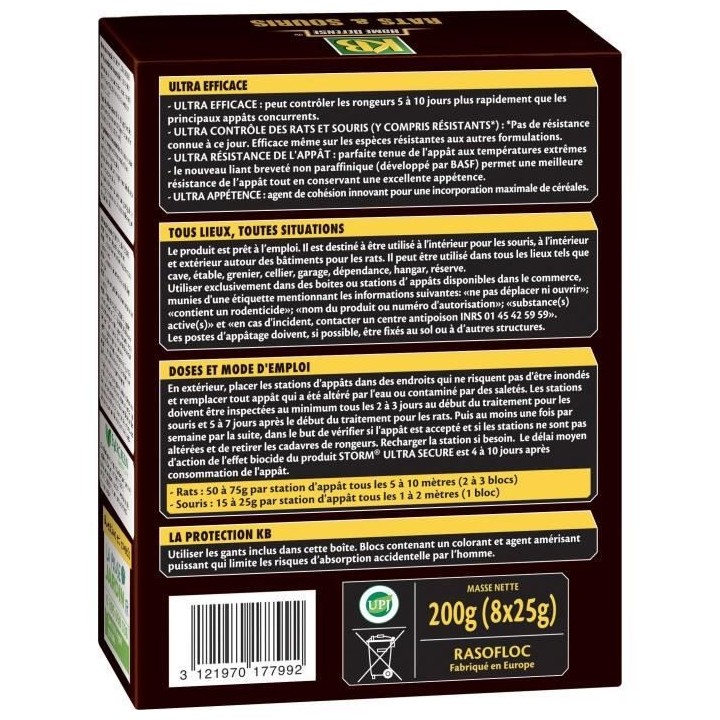 KB Piege Rats et souris - 200 Gr