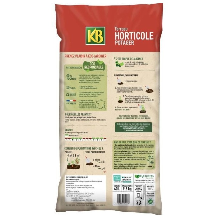 KB - Terreau horticole potager UAB 40L